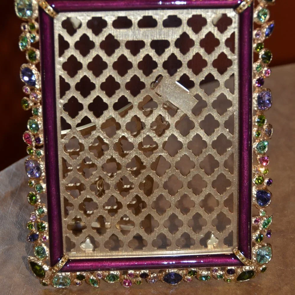 EXQUISITE RARE JAY STRONGWATER LESLIE BOUQUET FLORAL CRYSTAL EDGE ENAMEL FRAME